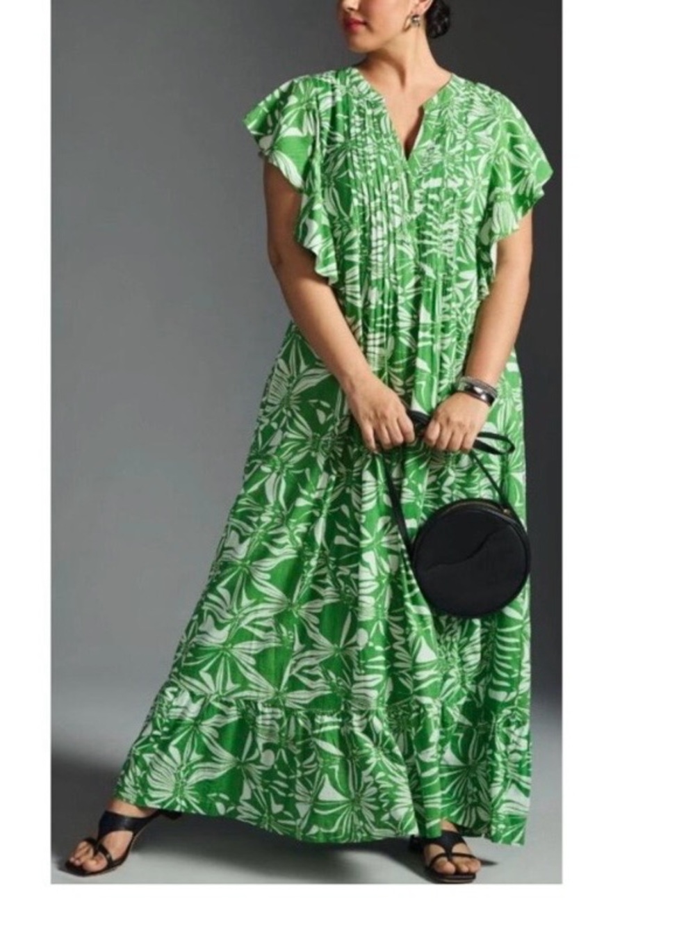 Anthropologie Maeve Cassandra Maxi Dress Green Floral
